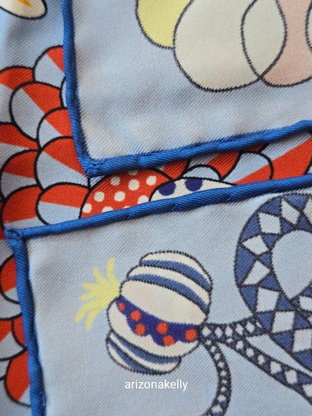 NWOT Inoui Editions Silk Scarf Neckerchief Whimsical Scene Hand Rolled Hems - Picture 2 of 7